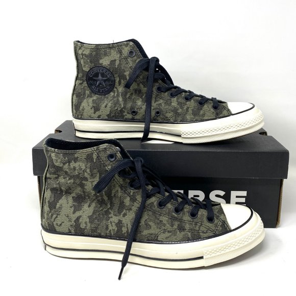 CONVERSE Men's Size 10.5 163233C Chuck 70 HI Black Textural Camo Canvas Sneakers - Picture 2 of 10